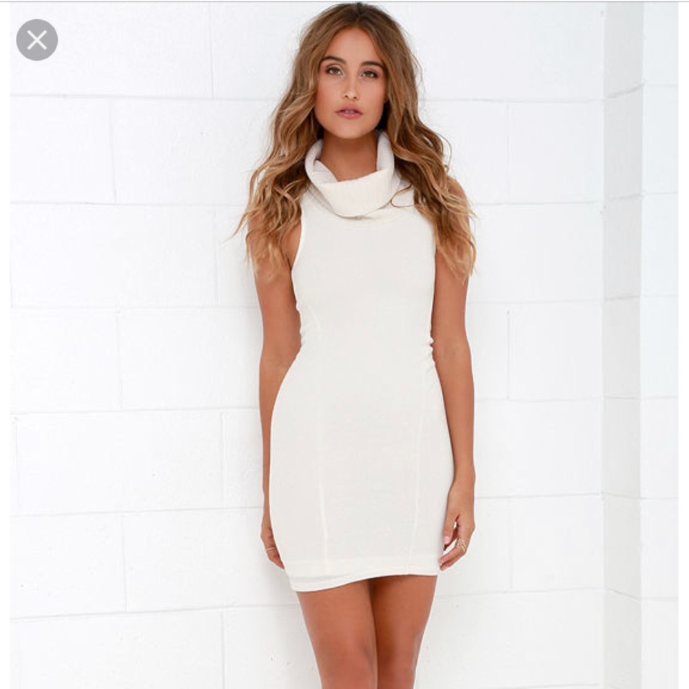 Lulu’s White Cream Sweater Tank Dress Medium